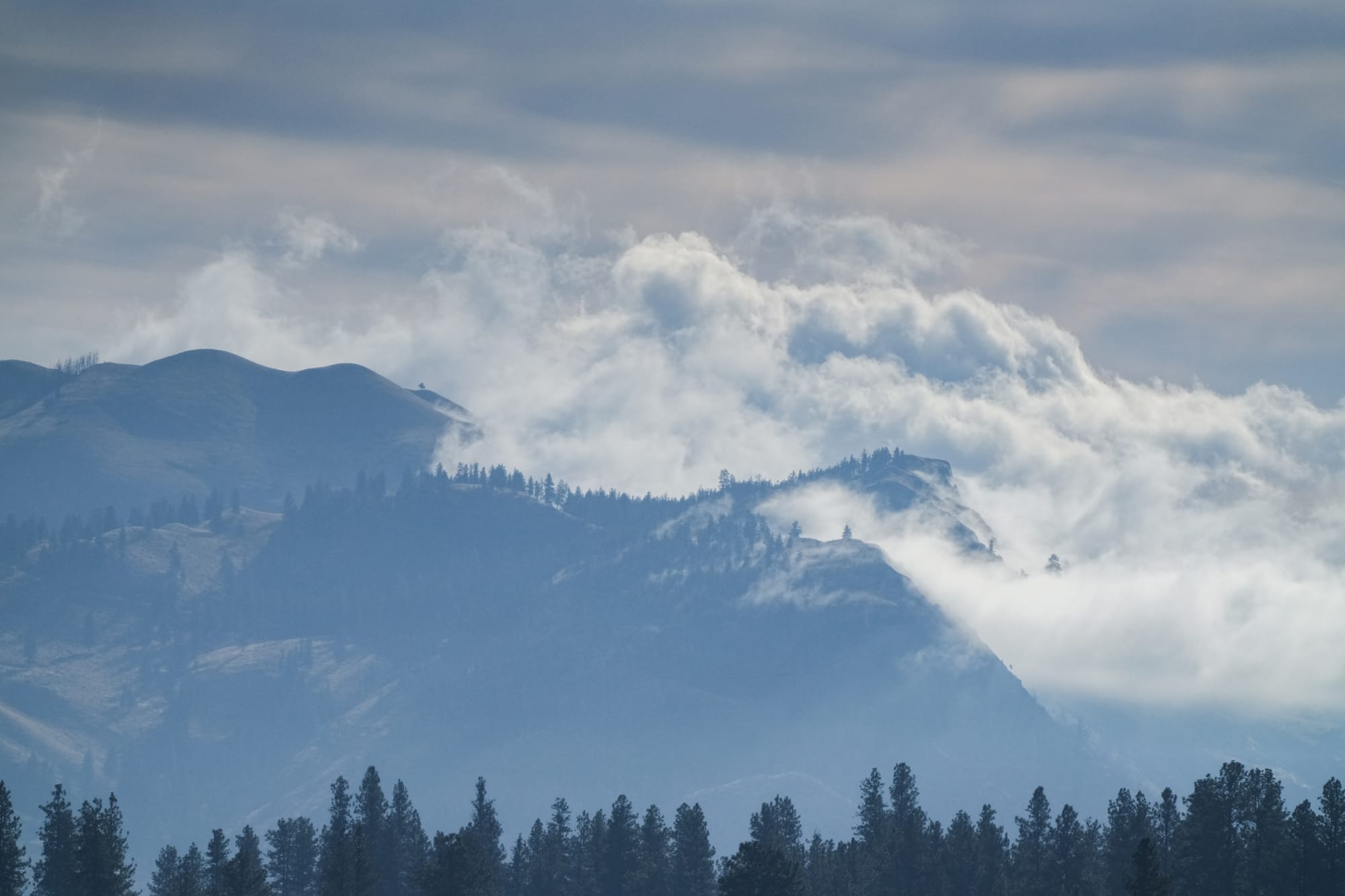 clouds on hills