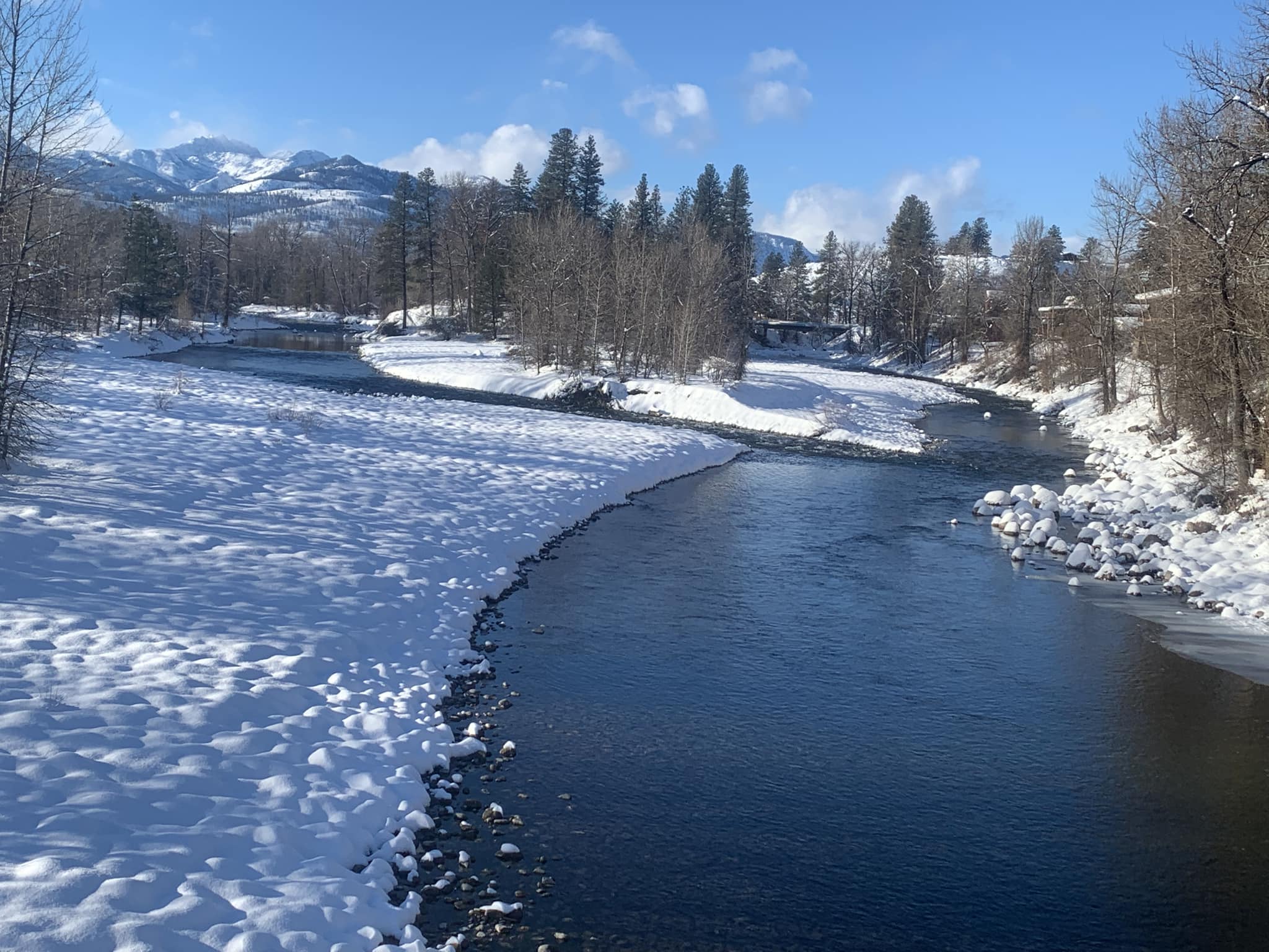 snow along the Methow River